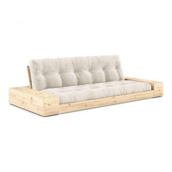 Canapea albă extensibilă cu tapițerie din catifea reiată 244 cm Base – Karup Design la reducere