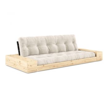 Canapea albă extensibilă cu tapițerie din catifea reiată 244 cm Base – Karup Design la reducere