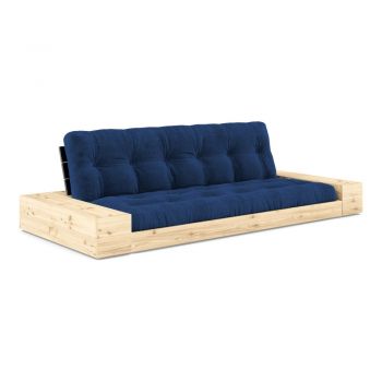Canapea albastră extensibilă cu tapițerie din catifea reiată 244 cm Base – Karup Design la reducere