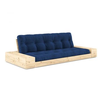 Canapea albastră extensibilă cu tapițerie din catifea reiată 244 cm Base – Karup Design