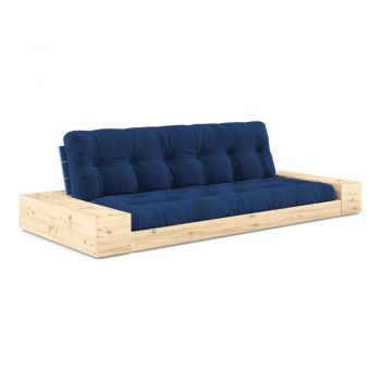 Canapea albastră extensibilă cu tapițerie din catifea reiată 244 cm Base – Karup Design la reducere