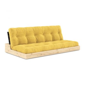 Canapea galbenă extensibilă cu tapițerie din catifea reiată 196 cm Base – Karup Design