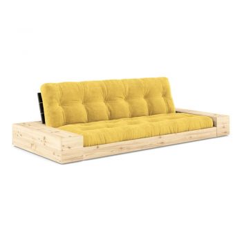 Canapea galbenă extensibilă cu tapițerie din catifea reiată 244 cm Base – Karup Design la reducere