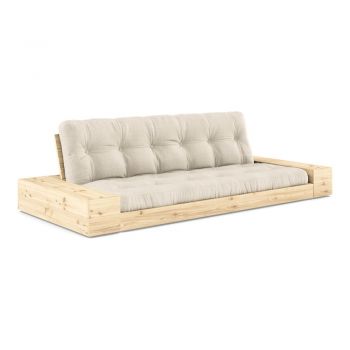 Canapea gri-bej extensibilă cu tapițerie din in 244 cm Base – Karup Design