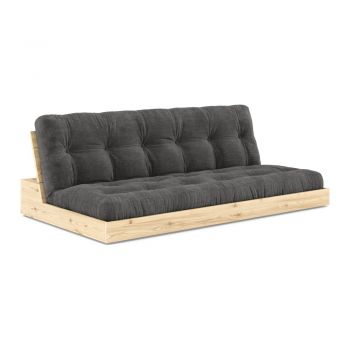 Canapea negru-gri antracit extensibilă cu tapițerie din catifea reiată 196 cm Base – Karup Design