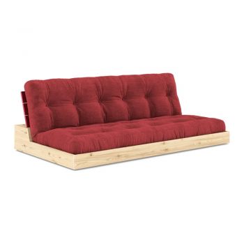 Canapea roșie extensibilă cu tapițerie din catifea reiată 196 cm Base – Karup Design la reducere