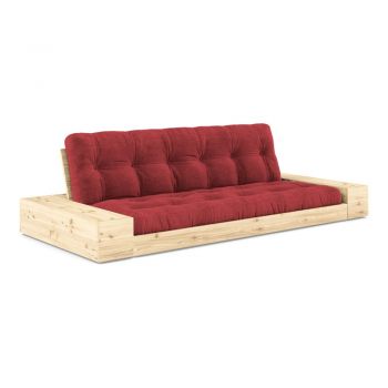 Canapea roșie extensibilă cu tapițerie din catifea reiată 244 cm Base – Karup Design la reducere