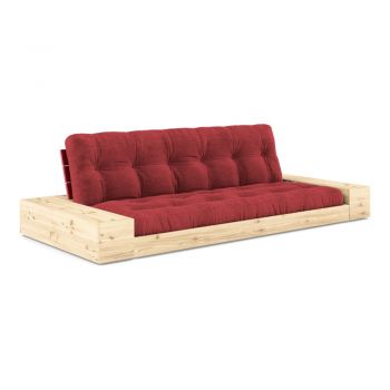 Canapea roșie extensibilă cu tapițerie din catifea reiată 244 cm Base – Karup Design la reducere