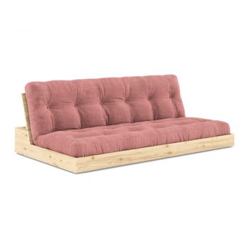 Canapea roz extensibilă cu tapițerie din catifea reiată 196 cm Base – Karup Design la reducere