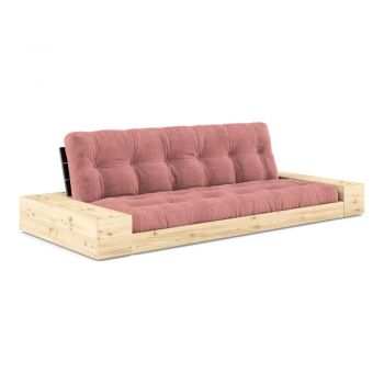 Canapea roz extensibilă cu tapițerie din catifea reiată 244 cm Base – Karup Design
