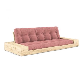 Canapea roz extensibilă cu tapițerie din catifea reiată 244 cm Base – Karup Design la reducere