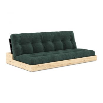Canapea verde-închis extensibilă cu tapițerie din catifea reiată 196 cm Base – Karup Design