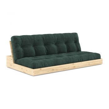 Canapea verde-închis extensibilă cu tapițerie din catifea reiată 196 cm Base – Karup Design la reducere