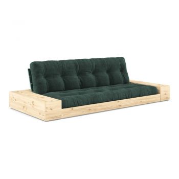 Canapea verde-închis extensibilă cu tapițerie din catifea reiată 244 cm Base – Karup Design