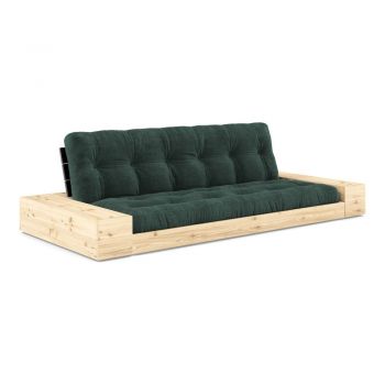 Canapea verde-închis extensibilă cu tapițerie din catifea reiată 244 cm Base – Karup Design la reducere