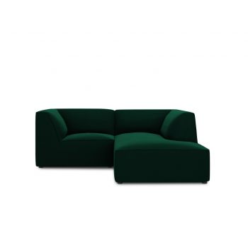 Coltar dreapta 3 locuri, Ruby, Micadoni Home, BL, 186x180x69 cm, catifea, verde bottle la reducere