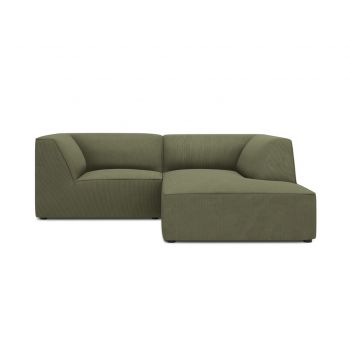 Coltar dreapta 3 locuri, Ruby, Micadoni Home, BL, 186x180x69 cm, velur, verde la reducere