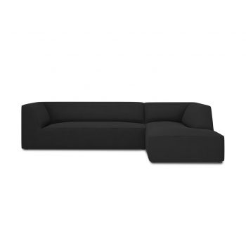 Coltar dreapta 4 locuri, Ruby, Micadoni Home, BL, 273x180x69 cm, poliester, negru