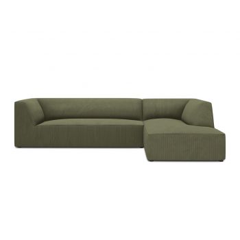 Coltar dreapta 4 locuri, Ruby, Micadoni Home, BL, 273x180x69 cm, velur, verde la reducere