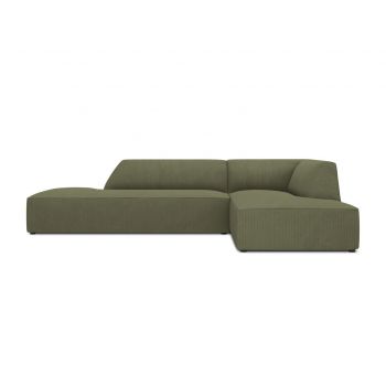 Coltar dreapta 4 locuri, Ruby, Micadoni Home, BL, fara cotiera, 273x180x69 cm, velur, verde