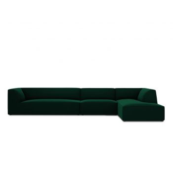 Coltar dreapta 5 locuri, Ruby, Micadoni Home, BL, 366x180x69 cm, catifea, verde bottle