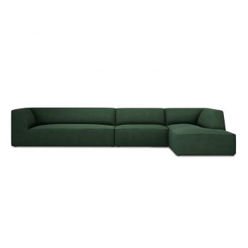 Coltar dreapta 5 locuri, Ruby, Micadoni Home, BL, 366x180x69 cm, poliester, verde