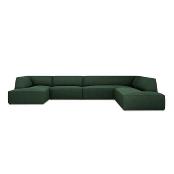 Coltar panoramic dreapta 7 locuri, Ruby, Micadoni Home, BL, 366x273x69 cm, poliester, verde la reducere