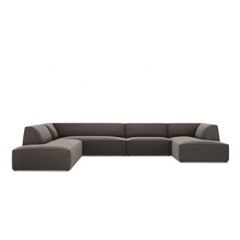 Coltar panoramic stanga 7 locuri, Ruby, Micadoni Home, BL, 366x273x69 cm, catifea, gri inchis
