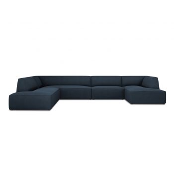 Coltar panoramic stanga 7 locuri, Ruby, Micadoni Home, BL, 366x273x69 cm, poliester, albastru navy la reducere