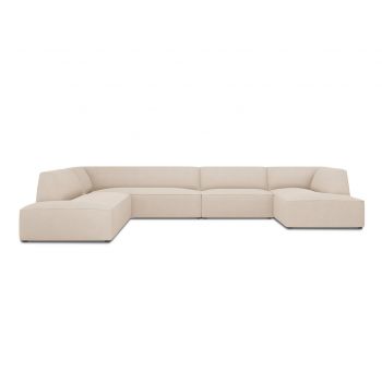 Coltar panoramic stanga 7 locuri, Ruby, Micadoni Home, BL, 366x273x69 cm, poliester, bej la reducere