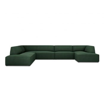 Coltar panoramic stanga 7 locuri, Ruby, Micadoni Home, BL, 366x273x69 cm, poliester, verde