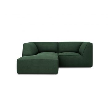 Coltar stanga 3 locuri, Ruby, Micadoni Home, BL, 186x180x69 cm, poliester, verde