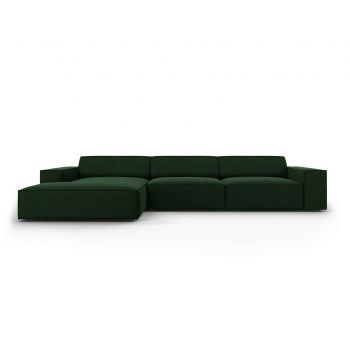 Coltar stanga 4 locuri, Jodie, Micadoni Home, BL, 284x166x70 cm, catifea, verde bottle la reducere