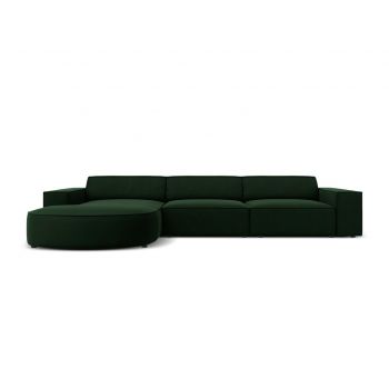 Coltar stanga 4 locuri, Jodie, Micadoni Home, BL, forma rotunjita, 284x166x70 cm, catifea, verde bottle la reducere