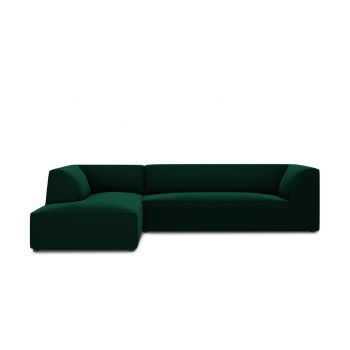 Coltar stanga 4 locuri, Ruby, Micadoni Home, BL, 273x180x69 cm, catifea, verde bottle