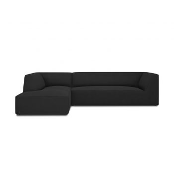 Coltar stanga 4 locuri, Ruby, Micadoni Home, BL, 273x180x69 cm, poliester, negru la reducere