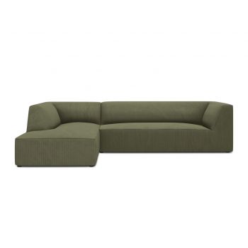 Coltar stanga 4 locuri, Ruby, Micadoni Home, BL, 273x180x69 cm, velur, verde la reducere