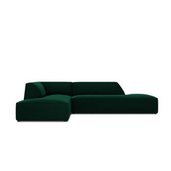 Coltar stanga 4 locuri, Ruby, Micadoni Home, BL, fara cotiera, 273x180x69 cm, catifea, verde bottle la reducere