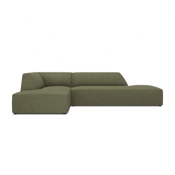 Coltar stanga 4 locuri, Ruby, Micadoni Home, BL, fara cotiera, 273x180x69 cm, velur, verde la reducere