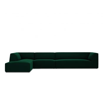 Coltar stanga 5 locuri, Ruby, Micadoni Home, BL, 366x180x69 cm, catifea, verde bottle