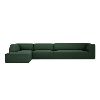 Coltar stanga 5 locuri, Ruby, Micadoni Home, BL, 366x180x69 cm, poliester, verde