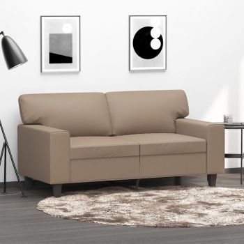 vidaXL Canapea cu 2 locuri, cappuccino, 120 cm, piele ecologică