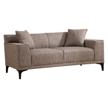 Canapea 2 locuri PWF-0566 material bej - maro 163x69x86cm