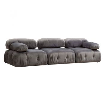 Canapea 3 locuri Divine cu gri catifelat 288x95x75cm