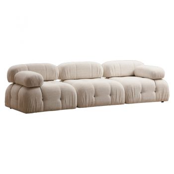 Canapea 3 locuri Divine cu material textil de culoare crem 288x95x75cm