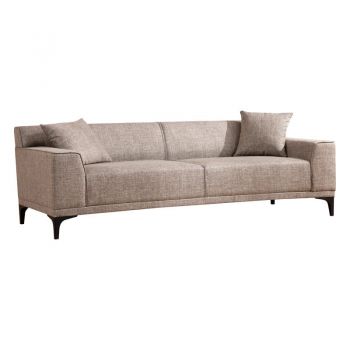Canapea 3 locuri PWF-0566 material textil maro - bej 212x69x86cm