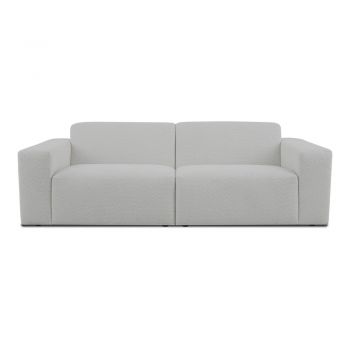 Canapea albă cu tapițerie din stofă bouclé 228 cm Roxy – Scandic la reducere