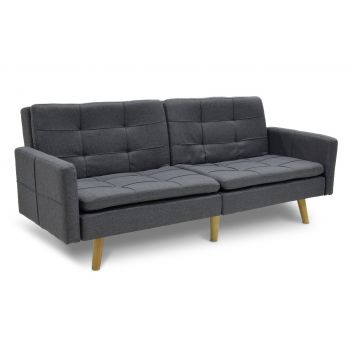 Canapea extensibila 3 locuri material textil flexibila gri inchis 198x87x76