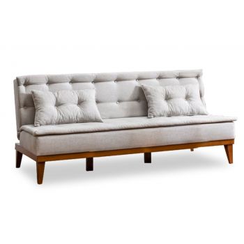 Canapea extensibila 3 locuri PWF-0179 material textil culoare crem 180x80x78cm