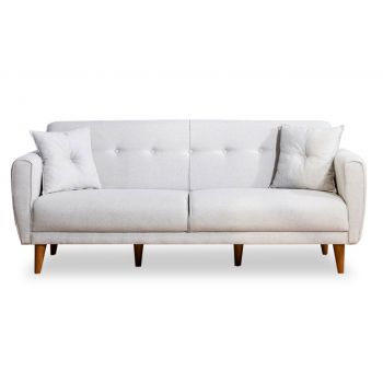 Canapea extensibila 3 locuri PWF-0179 material textil culoare crem 205x80x85cm